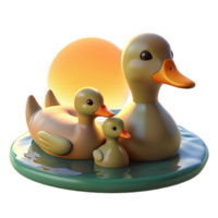 extraordinary classic A Family of Ducks Swimming Peacefully on authentic png