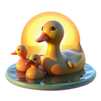 serene classic A Family of Ducks Swimming Peacefully on detailed png