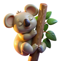 extraordinary artistic A Sleepy Koala Clinging to a Eucalyptus authentic png