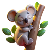 wonderful rustic A Sleepy Koala Clinging to a Eucalyptus high quality png