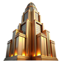 dramatic classic Art Deco Skyscraper Bathed in Golden professional png