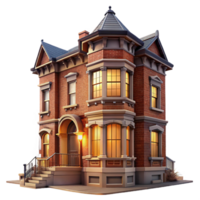 vibrant classic Victorian Townhouse Soft Morning Mist 4K png
