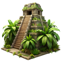 extraordinary abstract A crumbling Mayan temple overgrown with lush jungle vegetation, dappled sunlight piercing through the canopy, rendered in a photorealistic, hyperdetailed style professional png