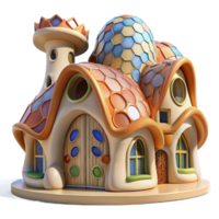 extraordinary classic A Gaudi-inspired house with undulating, organic forms, vibrant mosaic tiles shimmering in the midday sun, rendered in a whimsical, dreamlike style high quality png