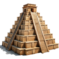 Ancient Mayan Pyramid Structure Stone Temple 3D Render Model png