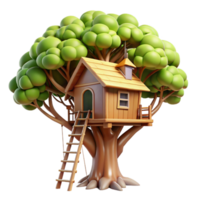 wonderful creative A treehouse built high in the branches of a giant redwood tree, dappled sunlight filtering through the leaves, rendered in a whimsical, adventurous style exclusive png