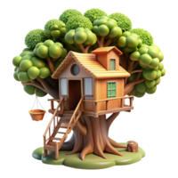 dramatic traditional A treehouse built high in the branches of a giant redwood tree, dappled sunlight filtering through the leaves, rendered in a whimsical, adventurous style original png