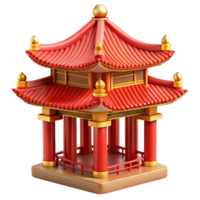 serene traditional A traditional Chinese pagoda with intricate red and gold detailing, surrounded by mist, rendered in a serene, classical style 4K png