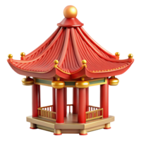 magnificent artistic A traditional Chinese pagoda with intricate red and gold detailing, surrounded by mist, rendered in a serene, classical style original png