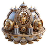 elegant abstract An intricate, clockwork city with gears and cogs visible throughout, steampunk elements, rendered in a detailed, mechanical style high resolution png