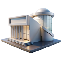 magnificent rustic A modern art museum with sleek, minimalist architecture, bright sunlight illuminating the interior, rendered in a clean, contemporary style 4K png