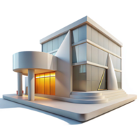 dramatic rustic A modern art museum with sleek, minimalist architecture, bright sunlight illuminating the interior, rendered in a clean, contemporary style 4K png