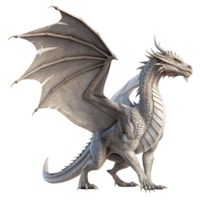 Majestic Light Gray Dragon with Large Wings and Sharp Claws png