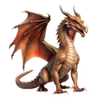 A Majestic Brown Dragon with Large Wings and Sharp Claws Sitting on a Black Background png