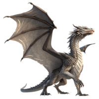 Majestic Grey Dragon with Large Wings and Sharp Claws a 3D Render png