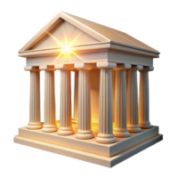 dramatic creative An ancient Greek temple with towering columns, bright sunlight highlighting the marble facade, rendered in a classical, historical style professional png