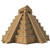 Ancient Mayan Pyramid Temple Structure 3D Render Isolate on Black Background png