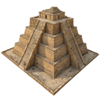 Ancient Mayan Style Pyramid 3D Render Stone Structure Model png