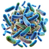 Microscopic View of a Colony of RodShaped Bacteria in Vivid Colors png