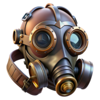 elegant abstract A steampunk gas mask, intricate filters and valves, leather straps, dimly lit, post-apocalyptic style detailed png