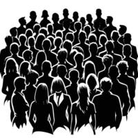 Crowd of People Silhouettes in Dynamic Poses Isolated on White Background vector