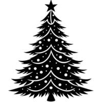 Minimalistic Christmas Tree Silhouette with Snowy Branches and White Background vector