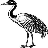 Detailed Crane Sketch on a White Background vector