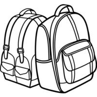Continuous Line Drawing of Backpacks for Travel or Back to School vector