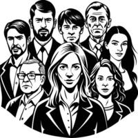 Diverse Group of People Gathered on a White Background vector