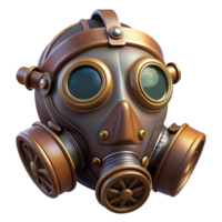serene modern A steampunk gas mask, intricate filters and valves, leather straps, dimly lit, post-apocalyptic style high resolution png