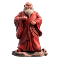 Red Laughing Buddha Statue on Transparent Background. png