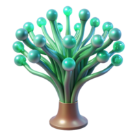 serene modern A futuristic, bioluminescent tree with branches made of fiber optic cables, emitting a soft, green glow, in a surreal, fantasy style original png