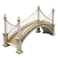 Elegant White Arch Bridge 3D Render Model with Intricate Railings and Decorative Accents png