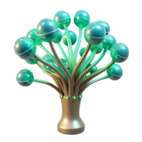 dramatic abstract A futuristic, bioluminescent tree with branches made of fiber optic cables, emitting a soft, green glow, in a surreal, fantasy style premium png