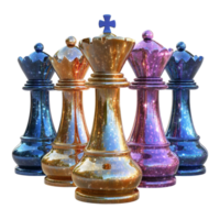 Luxury Chess Pieces with Glossy Reflection on Transparent Background png