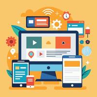 Responsive Website Software for Seamless Internet Access on All Devices vector
