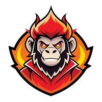 Fierce and Determined Monkey Fire Cartoon Mascot in Illustration vector