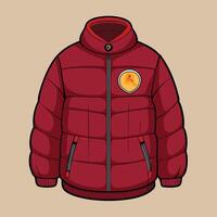 Opulent Winter Quilted Down Jacket in Bold Red with a Modern Touch vector