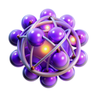 magnificent creative A quantum computer core composed of interconnected glowing orbs, illuminated by pulsating purple light, in an abstract, scientific style high quality png