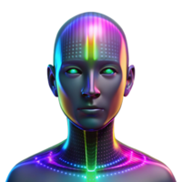 magnificent classic A digital human face composed of binary code, illuminated by a shifting, rainbow gradient, in a glitchy, cyberpunk style genuine png