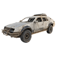 A beatup offroad vehicle, dirty and weathered, showing signs of extensive use and age png