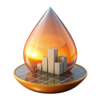 wonderful traditional A futuristic city skyline reflected in a raindrop on a solar panel, illuminated by a warm, orange sunset glow high resolution png