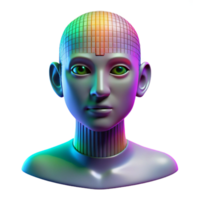 stunning abstract A digital human face composed of binary code, illuminated by a shifting, rainbow gradient, in a glitchy, cyberpunk style professional png