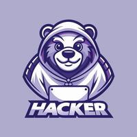 Illustrative Mascot Character of a Hacker Bear with a Menacing Look vector