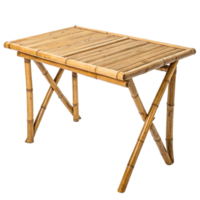Vintage Bamboo Folding Table Rectangular Top XBase Design Rustic Brown png