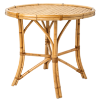 Round Rattan Bamboo Side Table with Woven Top for Living Room or Patio png
