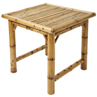 A Rustic Bamboo Side Table with a Square Top and Sturdy Legs png