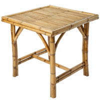 A Rustic Bamboo Square Side Table with a Woven Top png