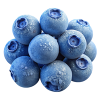 magnificent abstract A cluster of ripe blueberries covered in frost, macro photography, cool blue lighting 4K png
