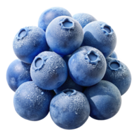 vibrant classic A cluster of ripe blueberries covered in frost, macro photography, cool blue lighting high resolution png